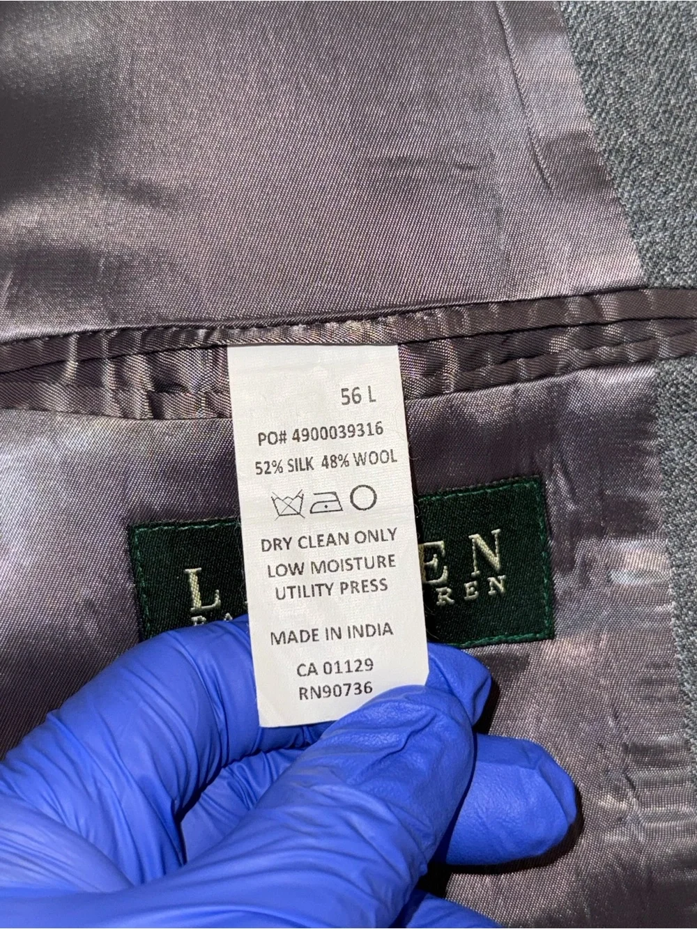 Lauren Ralph Lauren Men’s 56L Gray Windowpane Sport Coat Blazer Classic Fit